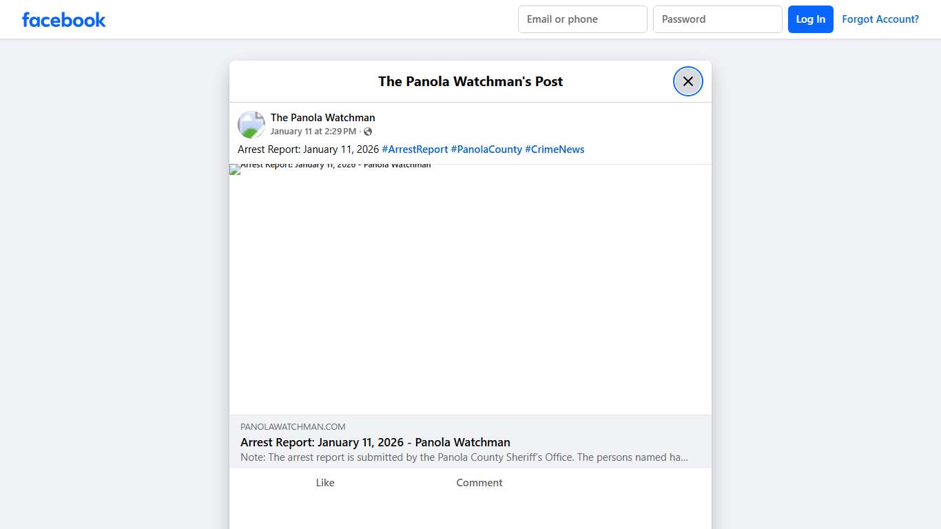 Arrest Report: January 11, 2026... - The Panola Watchman | Facebook