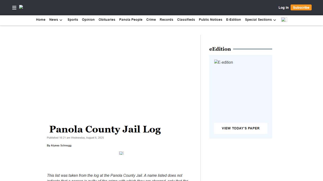 ​​​​Panola County Jail Log | The Panolian